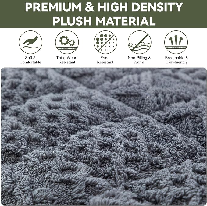 OTOB All Seasons Sofa Covers for 3 Cushion Couch Washable, Geometric Jacquard Fuzzy Non-Slip Pet Couch Cover, Kids Pet Friendly Soft Plush Sofa Slipcovers Dog Bed Mats (Dark Gray, 27.6" x 70.9")