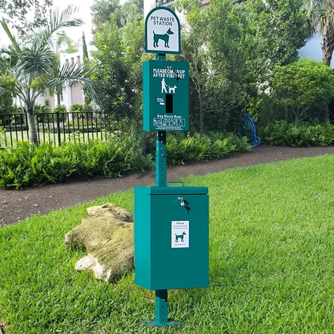 100 L Outdoor Pet Waste Bin,for Backyard Commercial Park Trail Yard,Floor-Standing Standard Dog Waste Station,Removable Inner Barrel