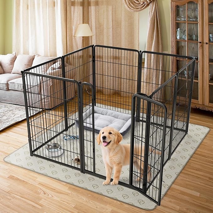 FXW Homeplus Indoor Dog Playpen with Washable Pee Pad, 40" H, 8 Panels | Calm Indoor Play Area, Super Absorbent Pad for Easy Cleanup, for Medium & Large Dogs, Patented