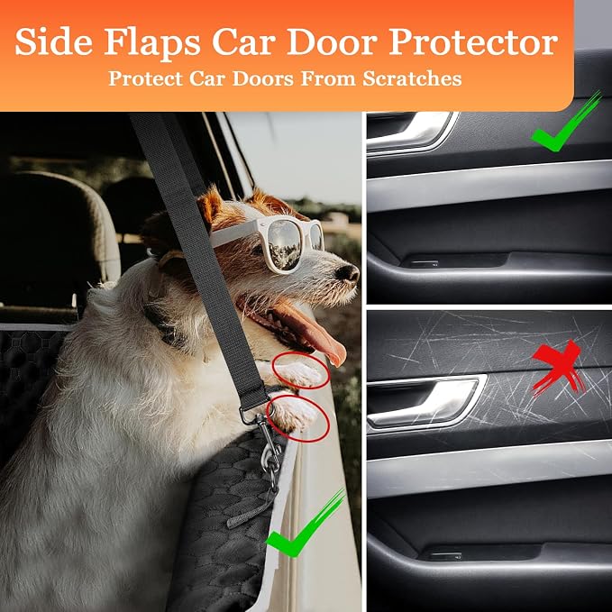 Mancro Waterproof Dog Hammock for Truck, Compatible with F150/RAM, Orange | Visible Mesh Window,Great Gift,Storage Pockets,Effortless Cleaning, designed for full-size trucks, water-resistant polyester