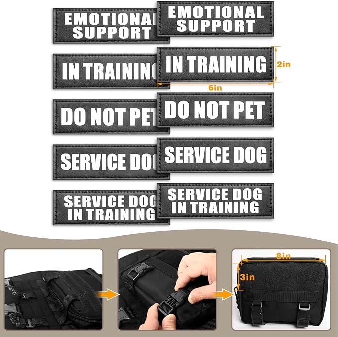 Tactical Dog Harness with Dog Leash, Service Working MOLLE Vest with 10 Pet Patches for Large Dog, No Pull Military Harness and Backpack for Training Hunting Walking