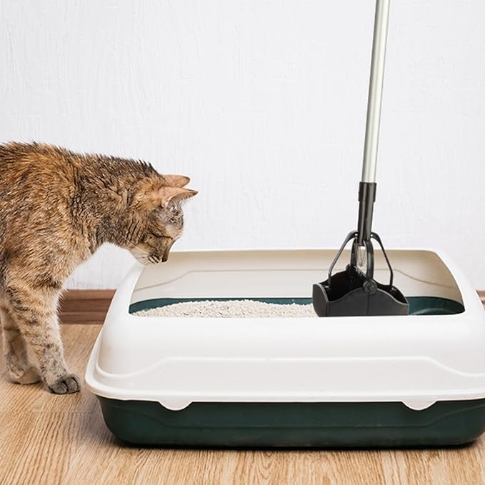 PETMAKER One‑Handed Pet Pooper Scooper for Dogs and Cats, Black, 28” | Gripper Waste Picker Outdoor/Indoor Poop Scoop with Serrated Jaws, Aluminum and Plastic Sanitary Pet Waste Cleanup Tool