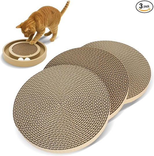 Best Pet Supplies Catify Cat Scratcher, Fun Interactive Scratchers, Posts, Poles, Claw Safe, Furniture Saver Indoor Play Support Natural Cat Behaviors Heavy Duty - Round(3 Pack)