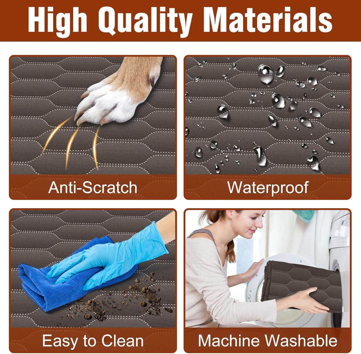 Waterproof Dog Car Seat Cover - Scratch Proof Nonslip Back Seat Hammock with Mesh Window & Storage Pocket for SUVs/Trucks/Sedans-S, Brown/Black