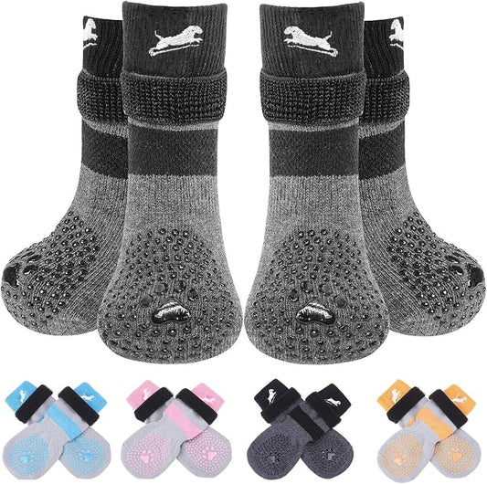 EXPAWLORER Anti Slip Dog Socks to Prevent Licking Paws,Winter Dog Boots & Paw Protectors,Dog Booties for Hardwood Floors with Grippers,Dog Shoes for Hot/Cold Pavement Small Medium Large Senior Dog