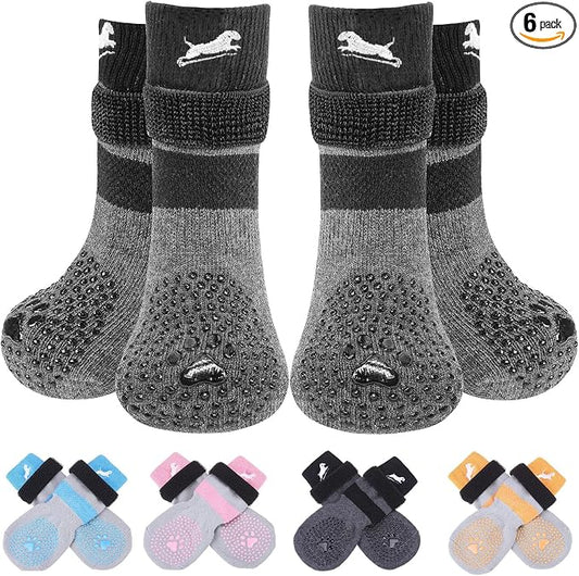EXPAWLORER Anti Slip Dog Socks to Prevent Licking Paws,Winter Dog Boots & Paw Protectors,Dog Booties for Hardwood Floors with Grippers,Dog Shoes for Hot/Cold Pavement Small Medium Large Senior Dog