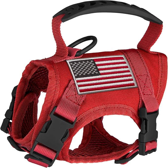 Tactical Nylon Adjustable Dog Vest Harness Comfy Mesh Padding Puppy Vest with Quick-Release Buckle and Rubber Handle for Small Dog/Big Cat