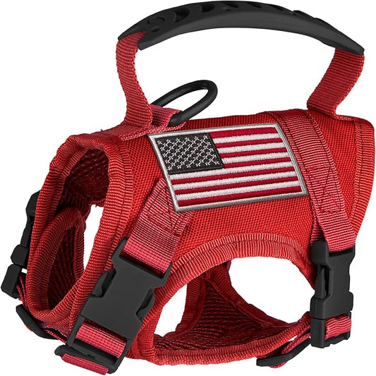 Tactical Nylon Adjustable Dog Vest Harness Comfy Mesh Padding Puppy Vest with Quick-Release Buckle and Rubber Handle for Small Dog/Big Cat