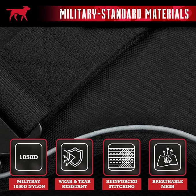 Tuff Pupper Elite Tactical Dog Harness | Dual Control Handles | Front & Back D-Rings | Fully Adjustable | Military Cobra Buckles | Heavy Duty Nylon Vest | Reflective MOLLE Dog Harness for Small Dogs
