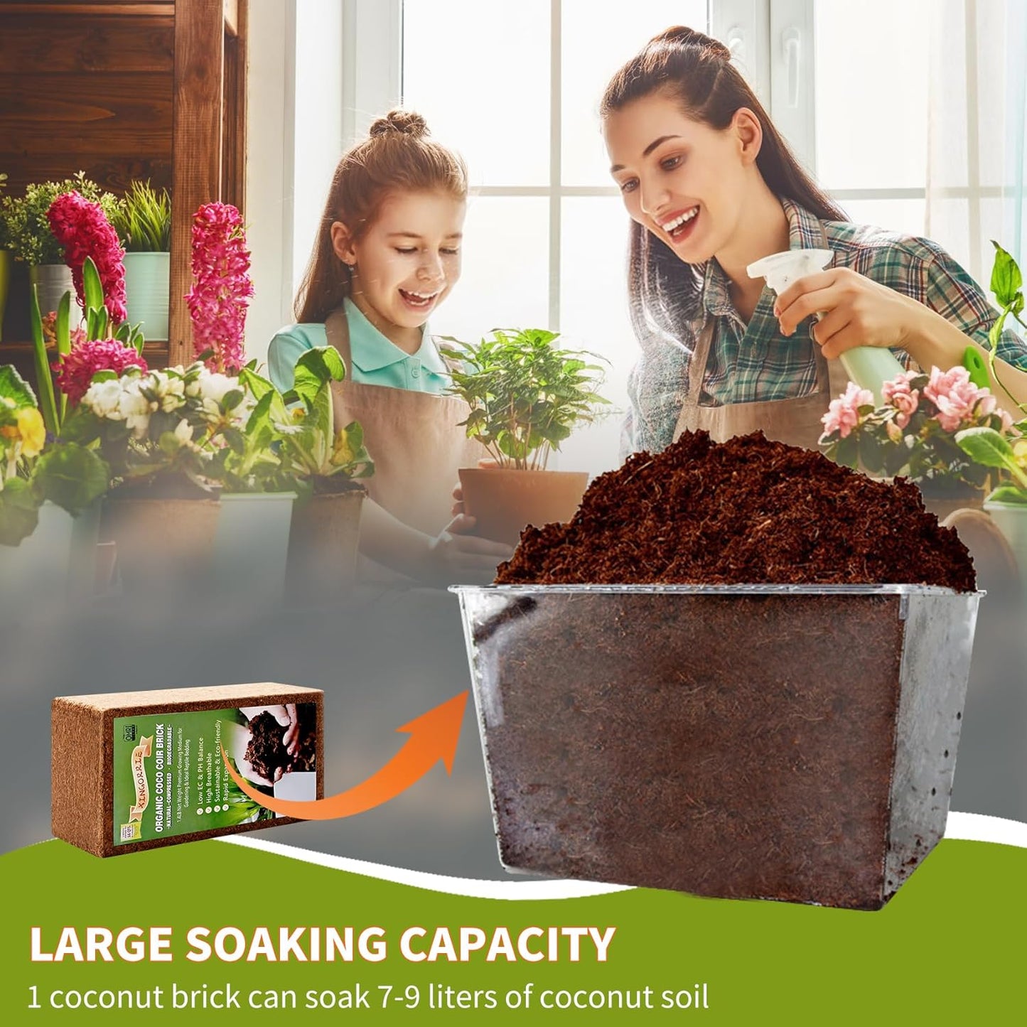 Coco Coir Brick for Plants- 5 Pack,1.4lbs 100% Organic Coconut Coir Soil Neutral pH, for Plant Growth and Root Developmentfor Growing Vegetables & Ideal Reptile Bedding (5)