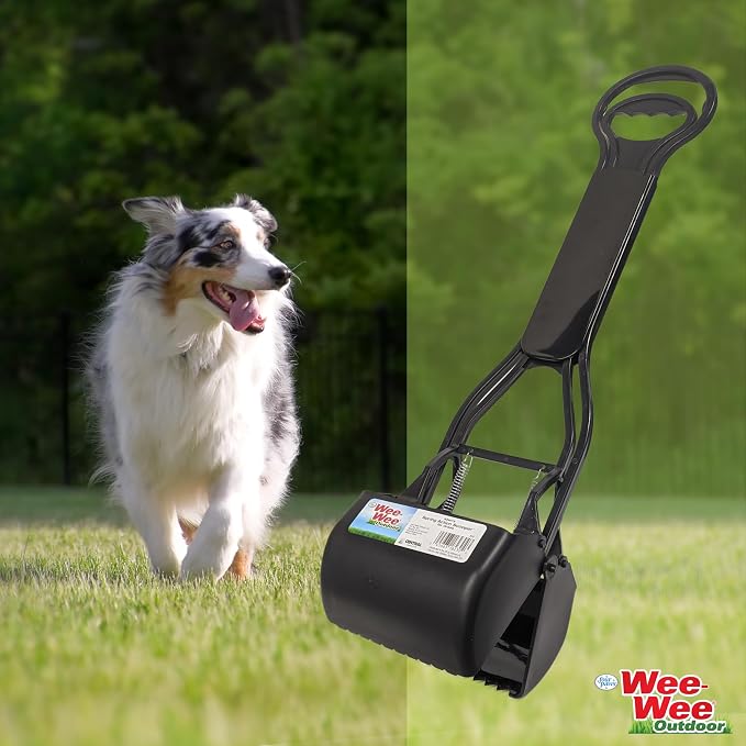 Four Paws Wee-Wee Allen's Spring Action Scooper, Hard Surfaces, Medium | Dog pooper scooper, great for concrete or hard flooring, single-handed use, wide handle for comfortable grip