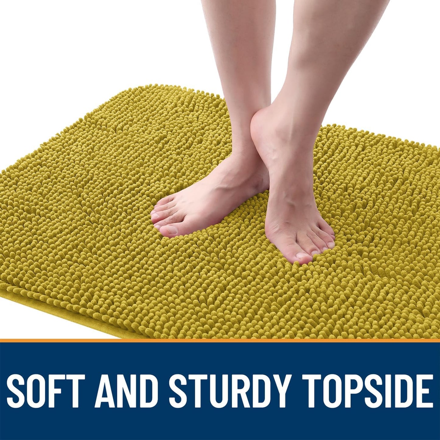 OLANLY Dog Door Mat for Muddy Paws 24x16, Absorbs Moisture and Dirt, Absorbent Non-Slip Washable Doormat, Quick Dry Chenille Mud Mat, Entry Indoor Entryway Carpet for Inside Floor, Mustard Yellow