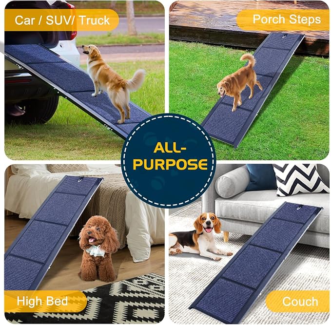 Dog Ramp for Car, 71'' L x 20'' W Dog Ramps for Large Dogs | Extra Wide Pet Ramp with Non-Slip Surface for Medium & Large Dogs to Get in Car, SUV & Truck, Supports Up to 250 Lbs