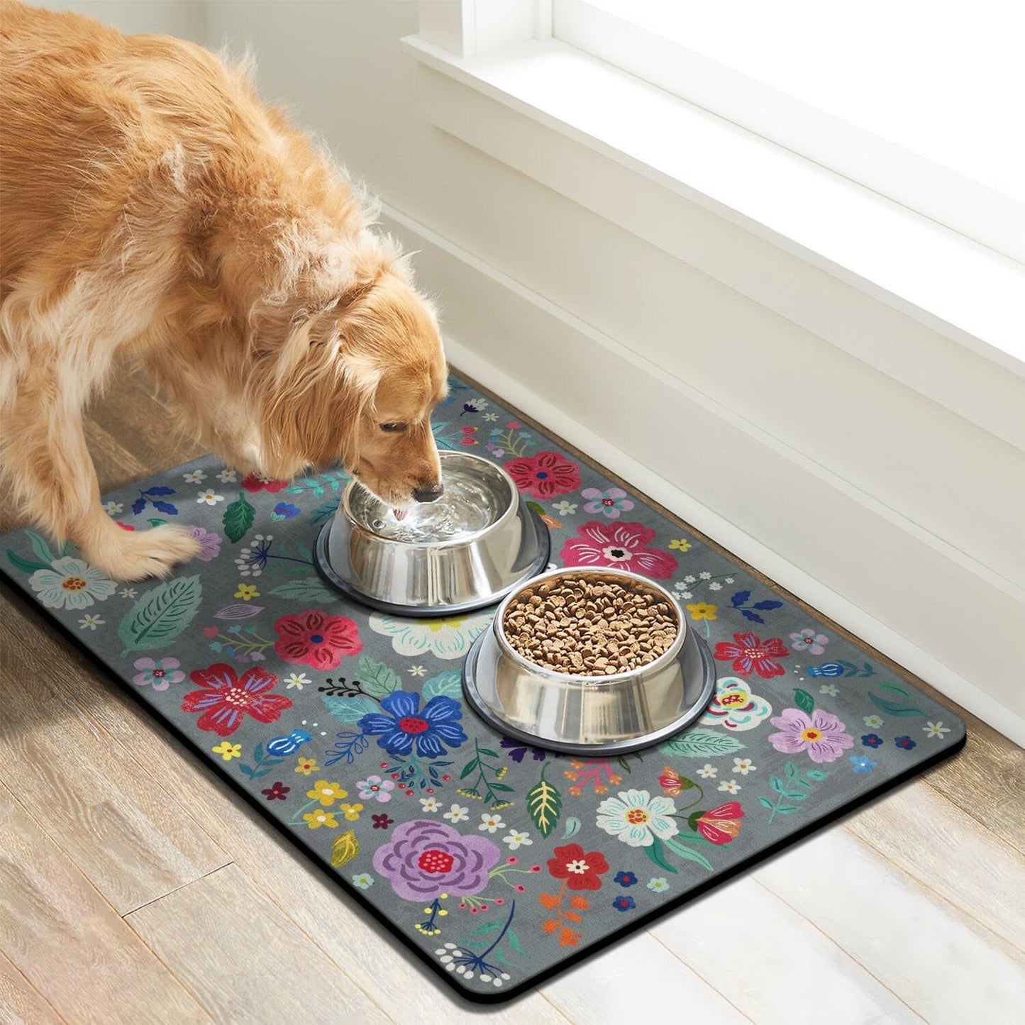 Dog Food Mats for Floors, Absorbent Dog Bowl Mat for Food and Water Dispenser Mat, Quick Dry Cat Food Mat Pet Supplies