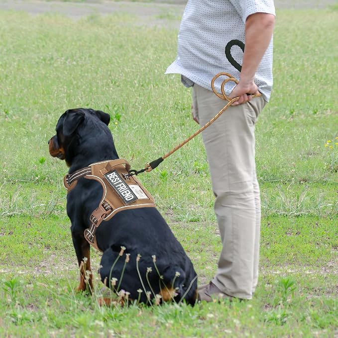 Beebiepet Heavy Duty Tactical Dog Harness for Small Dogs, No Pull Adjustable Pet Harness Reflective Service Training Easy Control Pet Vest Military K9 Working Dog Harnesses-X- Large, Brown