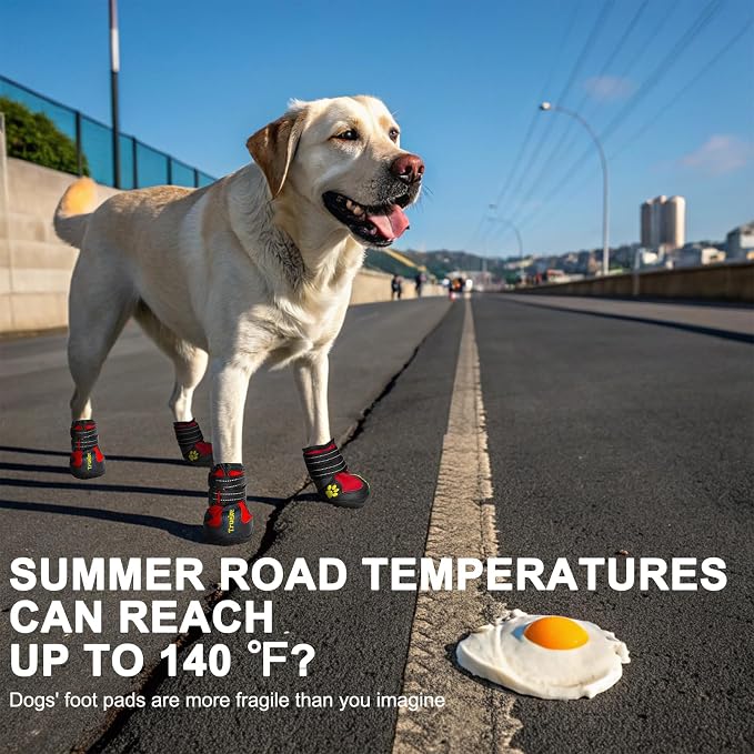 Expawlorer Anti-Slip Dog Shoes - Large Dog Booties for Winter with Rugged Sole and Reflective Strap, Waterproof Rain Boots, Paw Protectors for Cold/Hot Pavement, Snow Shoes