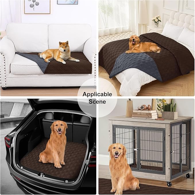 Smiry Reversible Waterproof Couch Covers for Sofa, Washable Dogs Couch Covers for 3 Cushion Sofa Pet Friendly, Water Resistant Furniture Protector Slipcover, Geometric (82"x120", Chocolate/Dark Grey)