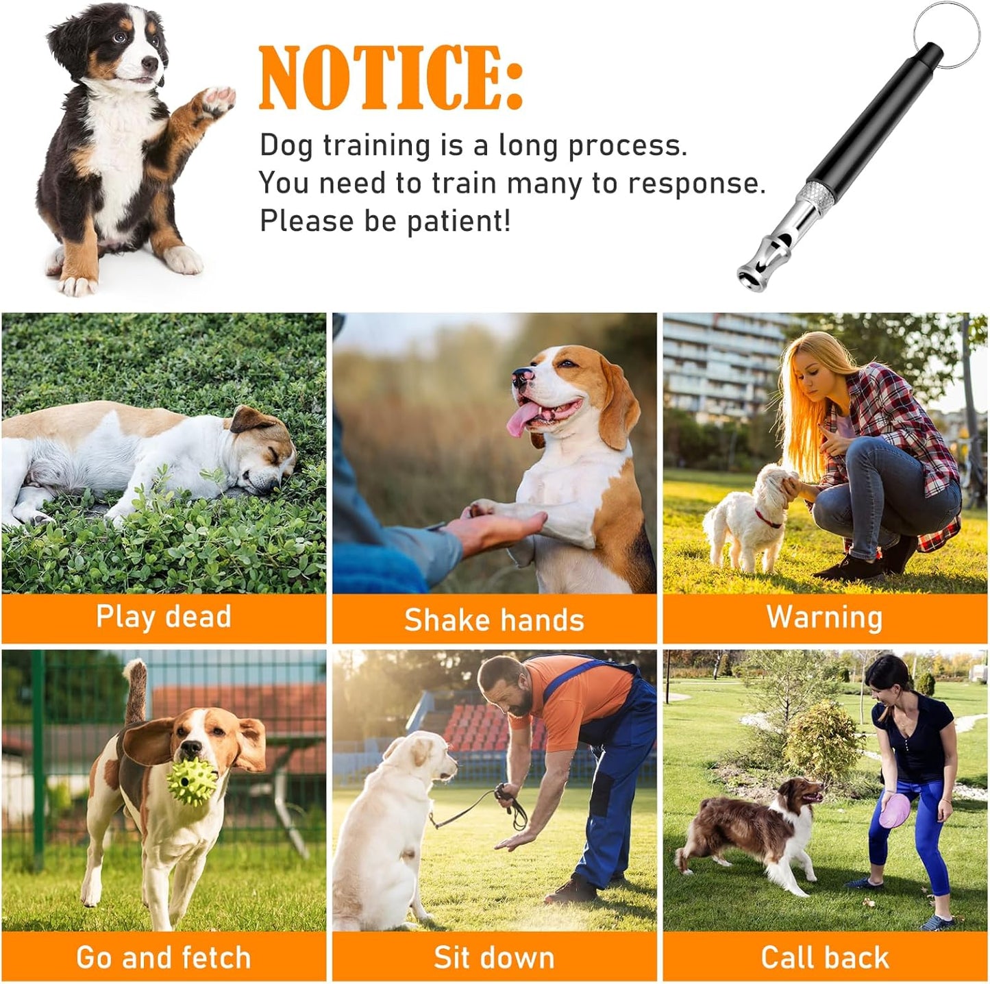 Dog Whistle, Dog Whistle to Stop Barking Neighbors Dog, Adjustable Ultrasonic Silent Training Device, Black