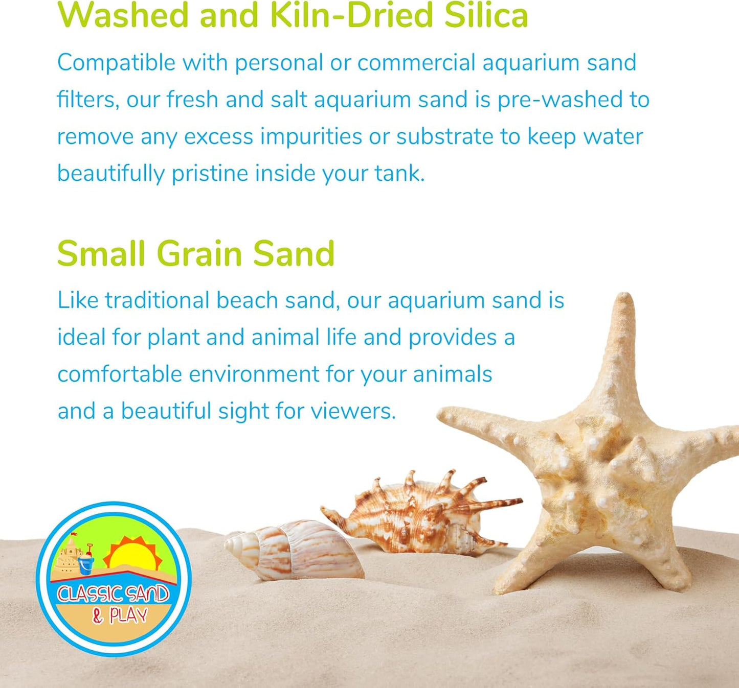 CLASSIC SAND & PLAY Natural Aquarium Sand for Freshwater and Saltwater Tanks, 40 lb. Bag, Improves Filter Life and Filtration Process, Pre-Washed Fine Sand, Orange