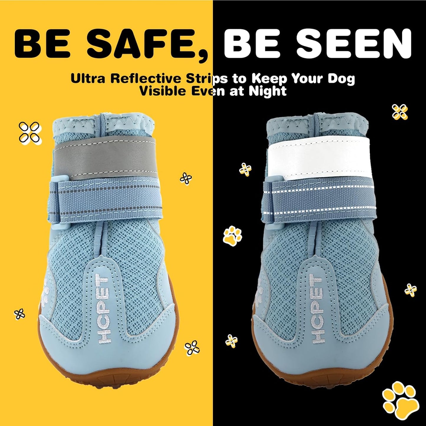 Hcpet Dog Shoes, Dog Boots for Small Dogs, Breathable Medium Dog Booties Paw Protector for Summer Hot Pavement, Winter Snowy Day, Outdoor Walking, Indoor Hardfloors Anti Slip Sole Blue Size 4