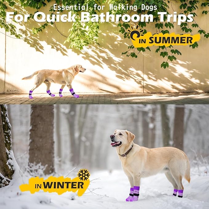 EXPAWLORER 6Pcs Anti Slip Dog Socks to Prevent Licking Paws, Dog Shoes for Hot Pavement Double Sides Dog Boots & Paw Protectors Booties for Hardwood Floors with Grippers Small Medium Large Senior Dogs