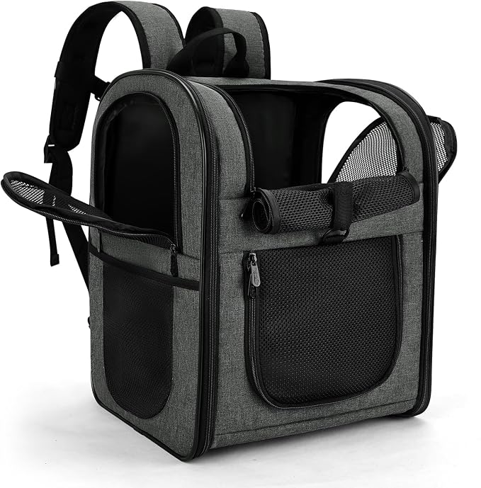 Apollo Walker Pet Carrier Backpack for 4-18lb Cats and Dogs, Puppies, Safety Features and Cushion Back Support | for Travel, Hiking, Outdoor Use (Gray)