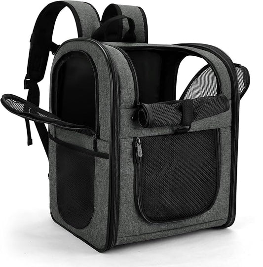 Apollo Walker Pet Carrier Backpack for 4-18lb Cats and Dogs, Puppies, Safety Features and Cushion Back Support | for Travel, Hiking, Outdoor Use (Gray)
