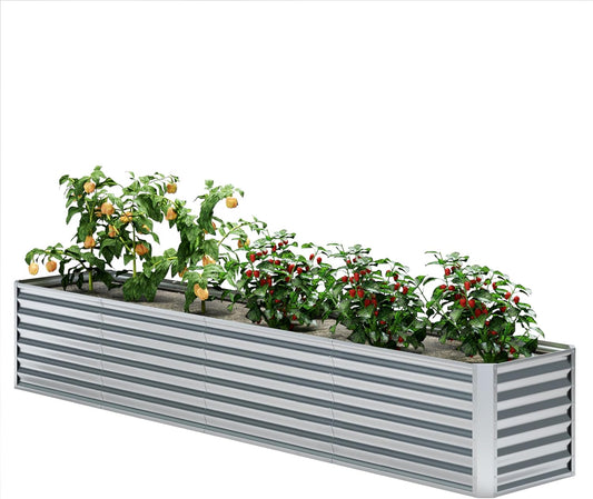 EKX 8x2x2FT Galvanized Raised Garden Bed, Raised Garden Bed Kit-Metal Planter Box Outdoor,Planting for Vegetables, Fruits,Herbs, Flowers-Slive
