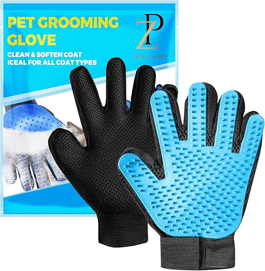 ZENELANEP Upgrade Pet Grooming Gloves, Grooming Gloves for Dogs, Cats, Rabbits & Horses with Long and Short Hair, Efficient Pets Hair Remover Mittens - 1 Pair (Sky Blue)