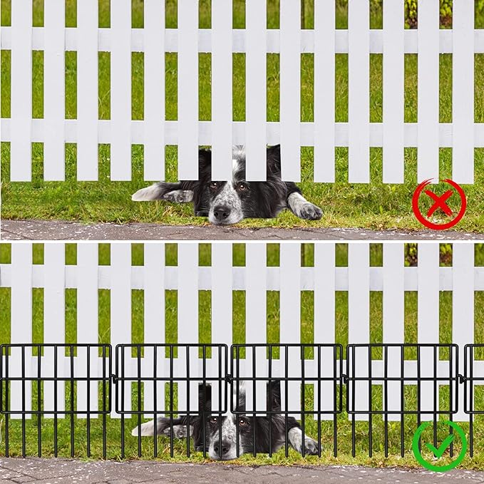 20 Pack Animal Barrier Fences, 1.5" Gap No Digging Garden Fence Panels, Metals Black Deterrent Fence for Dogs Rabbits, Decorative Fence for Outdoor Landscape Patio Total 20 ft(L)×16 in(H)