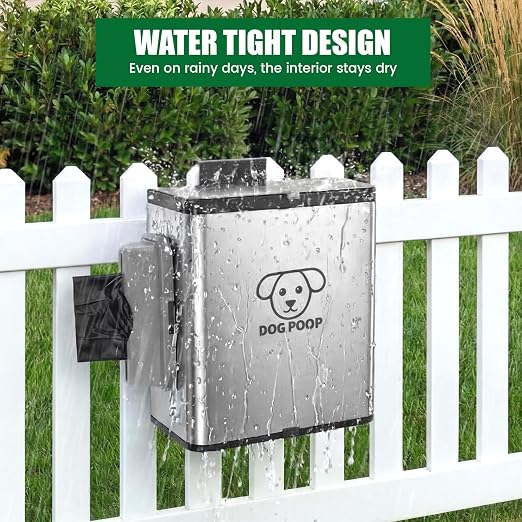 Dog Poop Trash Can Outside, 2.1 Gallon Dog Waste Container with Trash Bag Dispenser, Outdoor Pet Poop Bucket with Lid, Black Hanging Waste Container with Bags for Fence, Garbage, CounterTop
