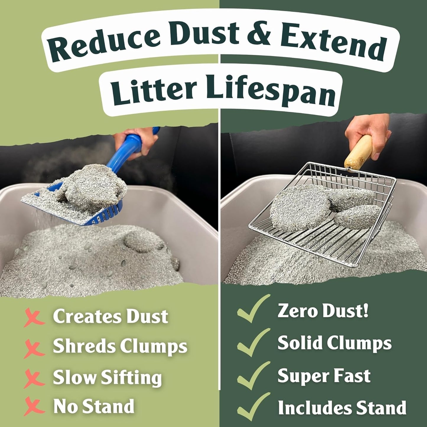 Sprinkle & Sweep Litter Box Deodorizer - Cat Litter Deodorizer Non Toxic and Safe for Kittens - Instantly Eliminates Foul Smells and Urine Odors (Bag, Sifter & Spray)