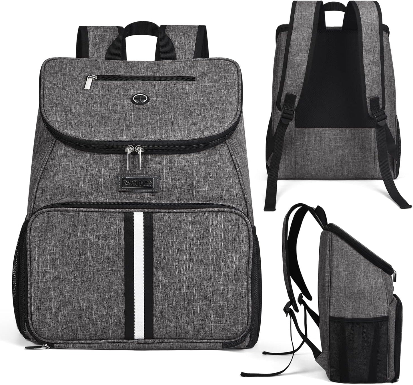 BAGLHER丨Dog Travel Bag, Airline Approved Pet Supplies Backpack, Dog Travel Backpack Accessories Set with 2 Silicone Collapsible Bowls and 2 Food Baskets, Gray