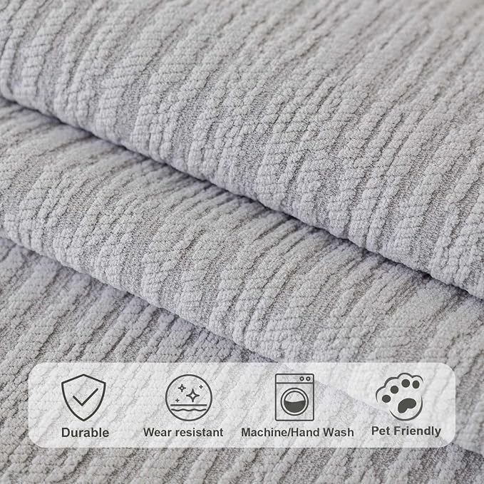 Soft Waterproof Chenille Cover Washable, Non Slip Sectional Sofa Covers for 3 Cushion Couch Sofa L Sharped Sofa Slipcover for Pets, Furniture Protector (1 PCS 36"x63" Light Grey)