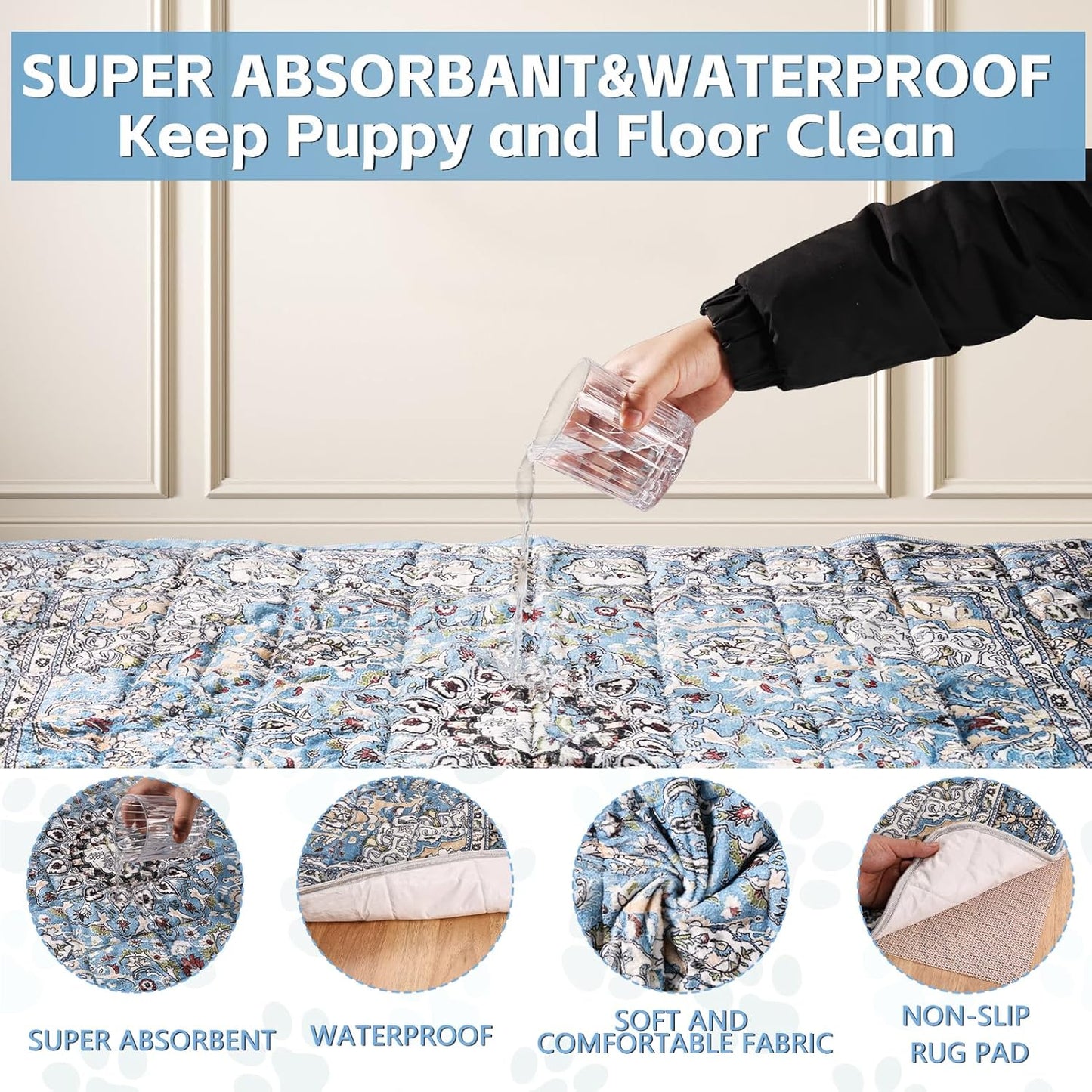 Washable Thickened Pee Pads for Dogs, 2 Pack (36"x42") Upgrade Reusable Puppy Pads with Non-Slip Rug, Super Absorbent Leakproof Puppy Training & Whelping Pads for Dogs, Doggie