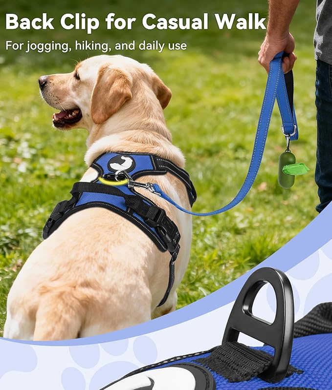 Joytale No Pull Dog Harness Medium Sized Dog, Front Clip, Navy Blue | Grab Handle for Instant Control, Padded & Adjustable Vest, Sturdy Metal D-Rings, for Safe Training & Daily Walking