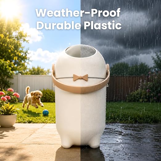 iTouchless Odor-Block Dog Poop Can, 4 Gal Ag+ Silver Ion Trash Bin, Ivory | Easy One-Hand Disposal | Lightweight & Rust-Proof | Indoors & Outdoors | 20 Free Bags Incl | Pets & Cats Waste | Home, Patio