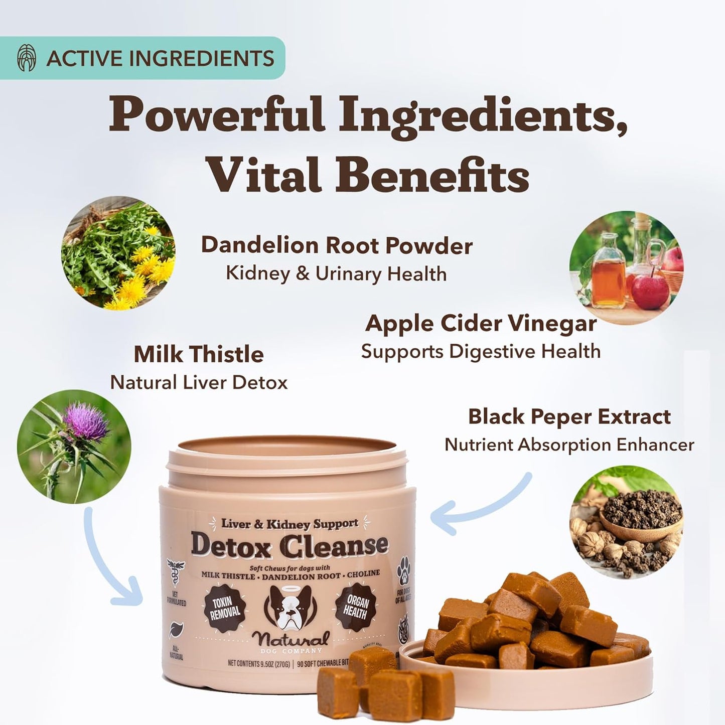 Natural Dog Company Stinky Liver & Kidney Supplement Chews, Complete Detox Cleanse & Major Organ Support, Advanced Liver and Kidney Health Support for Dogs, Enhances Digestion and Immunity 90 Chews