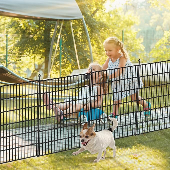 Toolterritary 15 Panels No Dig Garden Fence with Gate, 32 in(H) X36.3 ft(L) Metal Fence Panels, Thickened Rustproof Garden Fencing, Animal Barrier Fence for Dogs, Rabbits, and Patio