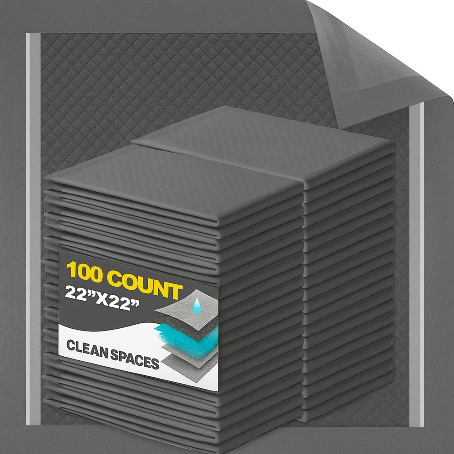 Charcoal Puppy Pads 100 Count, Disposable Pee Pads for Dogs / Wee Wee Pads / Potty Training Pads, Underpads with Activated Carbon to Eliminate Odor, 22"x22"