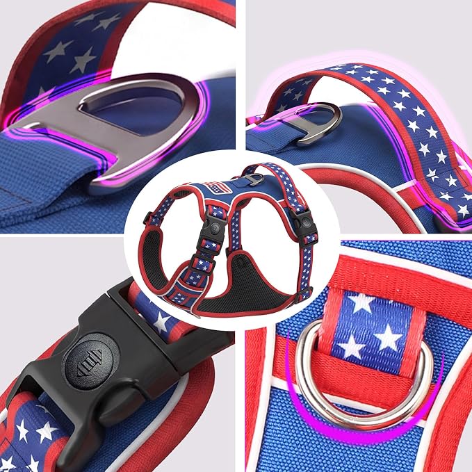 Large Dog Harness No Pull, Heavy Duty Tactical Harness for Pet Labrador, Pitbull, 3 Buckles Easy On Doggie Vest with Sturdy Handle, Front Clip Training Harness for Boy Girl Puppy Walking (L)