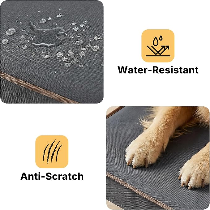 Veehoo Chew Proof Dog Bed, Orthopedic Elevated Dog Bed with Padded Cover | Washable Indestructible Raised Dog Cot for Indoor & Outdoor, Large Dog Bed with Non-Slip Feet, 35" x 22", Dark Grey