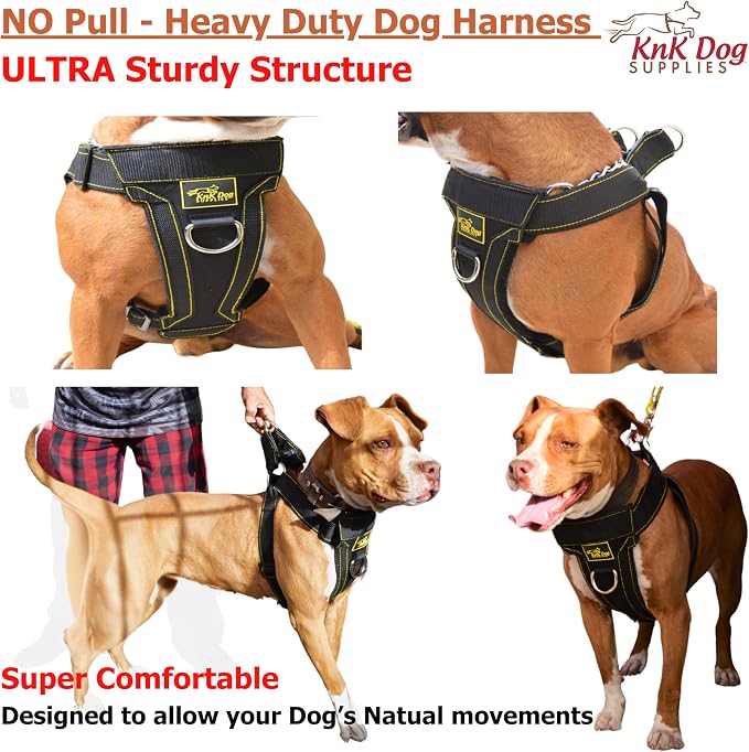 KNK | Heavy Duty Dog Harness for Pitbulls, Bullies and Large Breeds - No Pull, Ultra Durable, Soft Padded Chest, Metal Leash Attachment