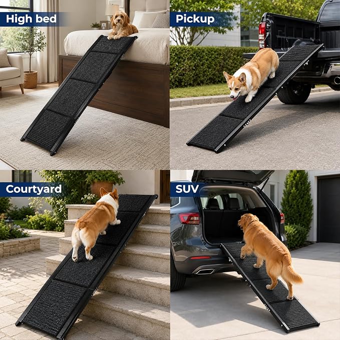 Dog Stairs for Car,70.8" L× 19.6" W Dog Ramp for Large Dogs with Non-Slip Surface,Portable Folding Pet Stairs/Steps for Car SUV & Truck,Dogs Ramp for High Beds & Couch,Up to 150LBS (Large)