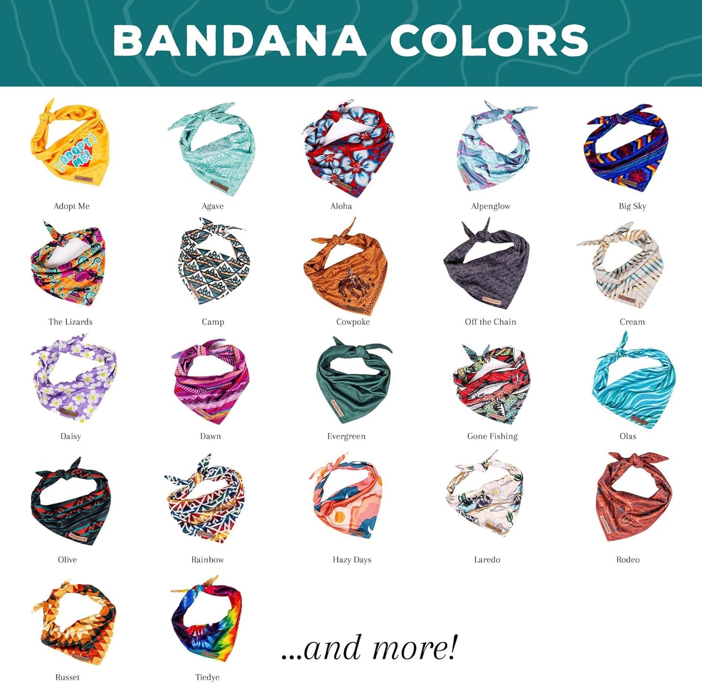 Wilderdog Dog Bandana with Lightweight Quick Drying Poly-Blend Mesh Material in Calavera