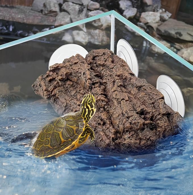 kathson Turtle Basking Platform with Strong Suction Cups,Resin Reptile Climbing Rock Turtle Floating Dock Resting Basking Terrace for Frogs,Terrapins,Juvenile,Crabs