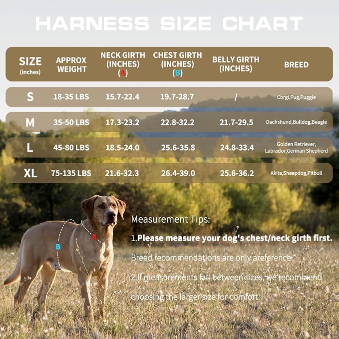 Dog Harness for Large Dogs, No Pull Tactical Vest with Front Clips | Easy Contrl Handle, Breathable Soft Padded, Adjustable, Reflective, Heavy Duty, Easy Take On & Off, Khaki X-Large