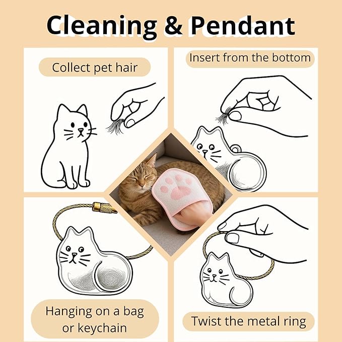 Xontri 2025 Upgrade Electrostatic Pet Hair Removal Glove, A Reusable Pet Hair Remover Tool for Cats & Dogs, Clothing, Couches, Carpets, and Car Seats(Pink Glove, Cat Keychain)