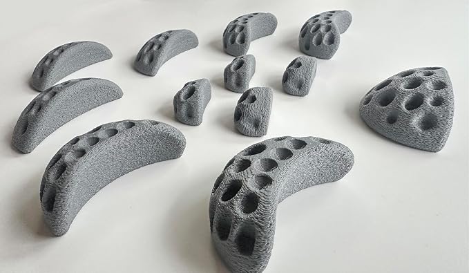 Moon Rock Climbing Holds Easy to Grab Holds for Home Climbing Walls and Swing Sets. Positive in Cut Jugs Great for Kids. Dual Texture, Eco Friendly, Non-Toxic. 2X Stronger Recycled Material.(Grey)