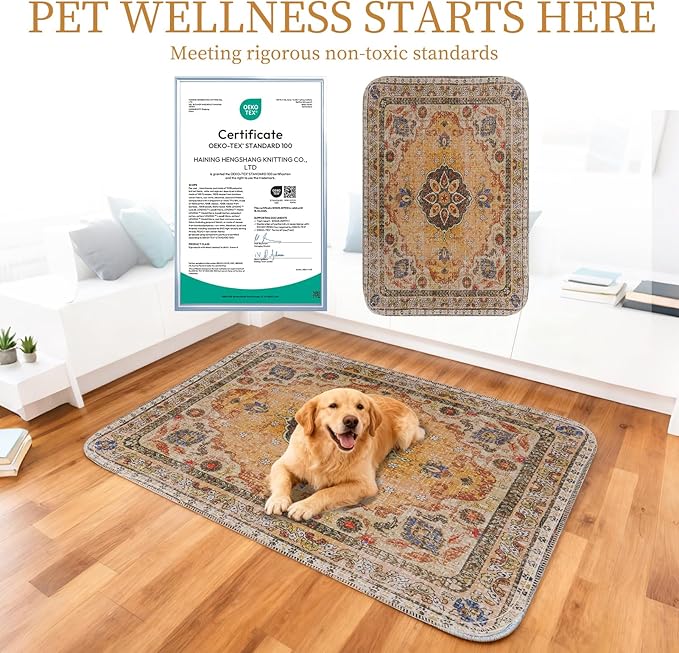 Homimp Washable Pee Pads for Dogs, 2 Pack Reusable Puppy Pads Waterproof, Absorbent and Leakproof Dog Pee Pads, Non Slip Puppy Training Pads, Pet Mat for Floor,Crate,Couch,Whelping,Khaki, 36"x41"